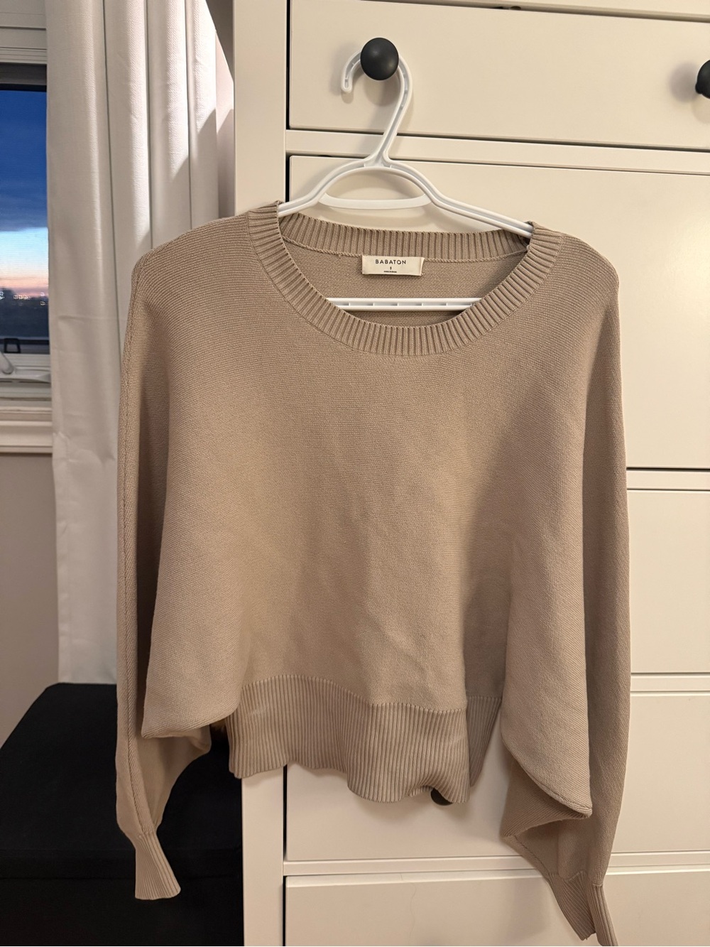 Babaton Neutral Beige Crewneck Sweater